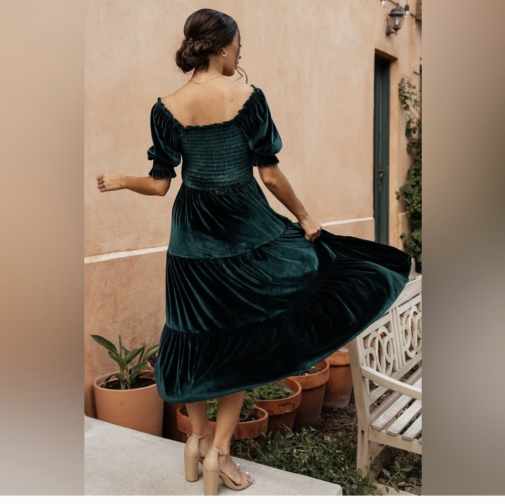 Baltic Born Vivaldi Smocked Velvet Midi Dress - Picture 8 of 9